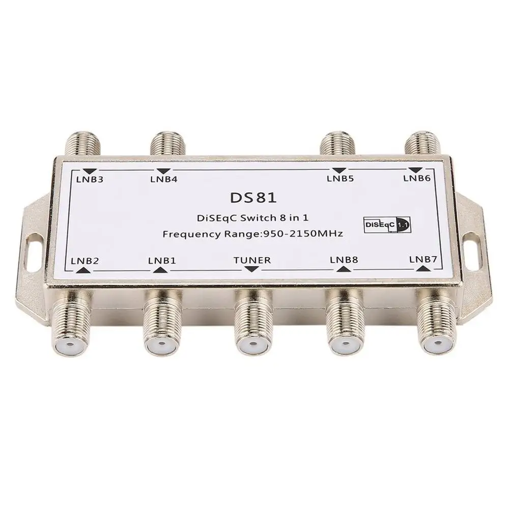 

Hot Sale DS81 8 in 1 Satellite Signal DiSEqC Switch LNB Receiver Multiswitch Heavy Duty Zinc Die-cast Chrome Treated