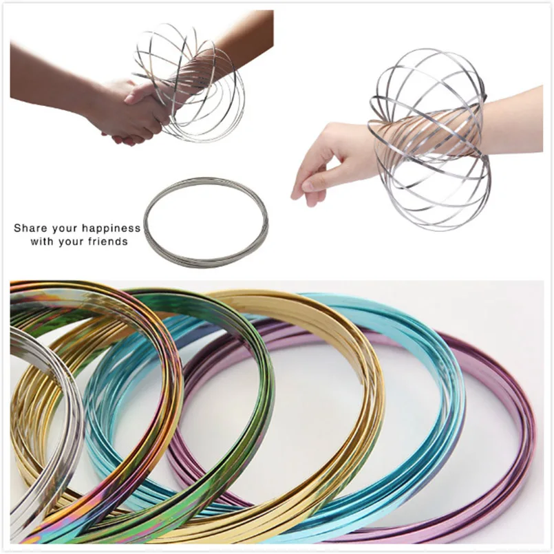 

Magic Bracelet Aniti-stress Magic Toroflux Funny Flow Ring Kinetic Spring Toys 304 Stainless Steel Flow Color Rings Toys