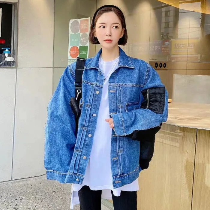 

Джинсовая куртка, простроченная сзади, корейский Восток