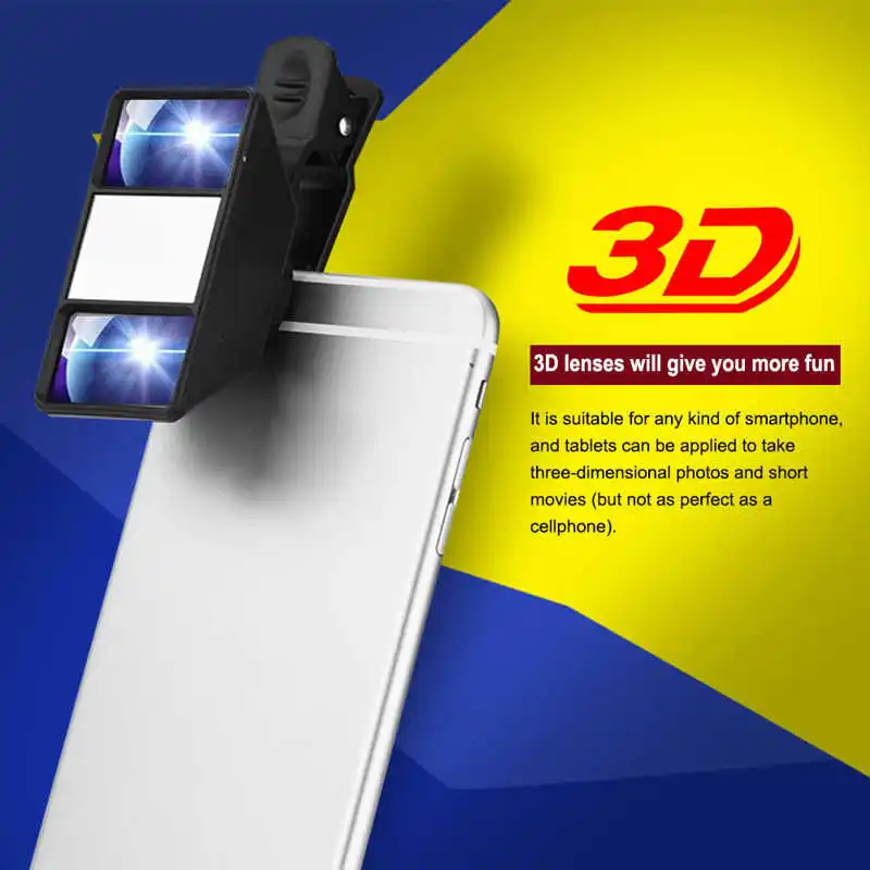 Портативный объектив для камеры телефона 3D универсальный внешний мини-телефон с