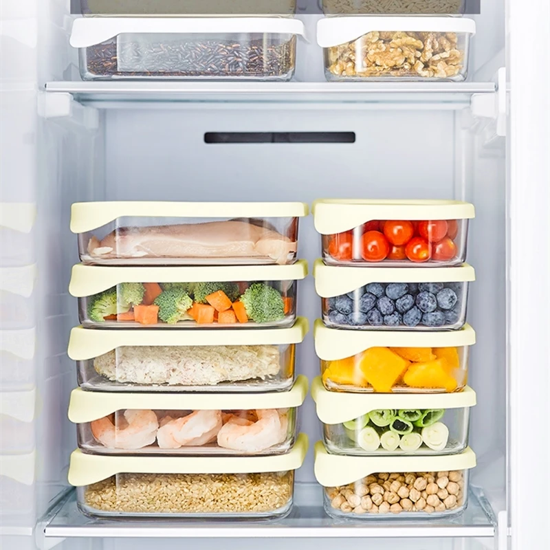 Стеклянный контейнер для еды с силиконовой коробка хранения крышкой Ланч бенто