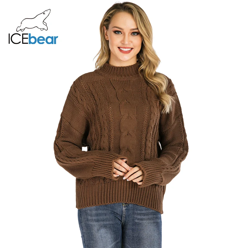 ICEbear новинка массивный женский свитер Осень-зима однотонный базовый вязаный