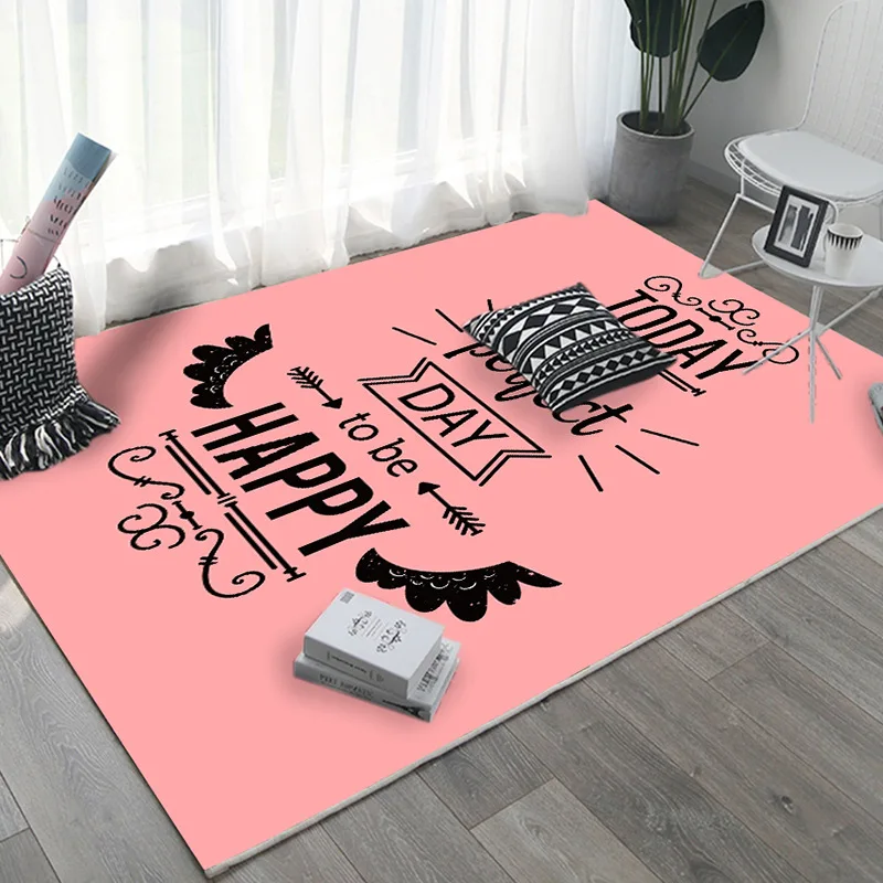 Cute Pink Print Carpet And Rugs Bedside Mat Yoga Kids Play Bsorbent Non-slip For Bathroom Home Decor Living Bedroom | Дом и сад