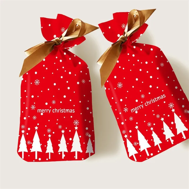 50 шт. Рождественская посылка печенья мешки для выпечки зеленый красный елка