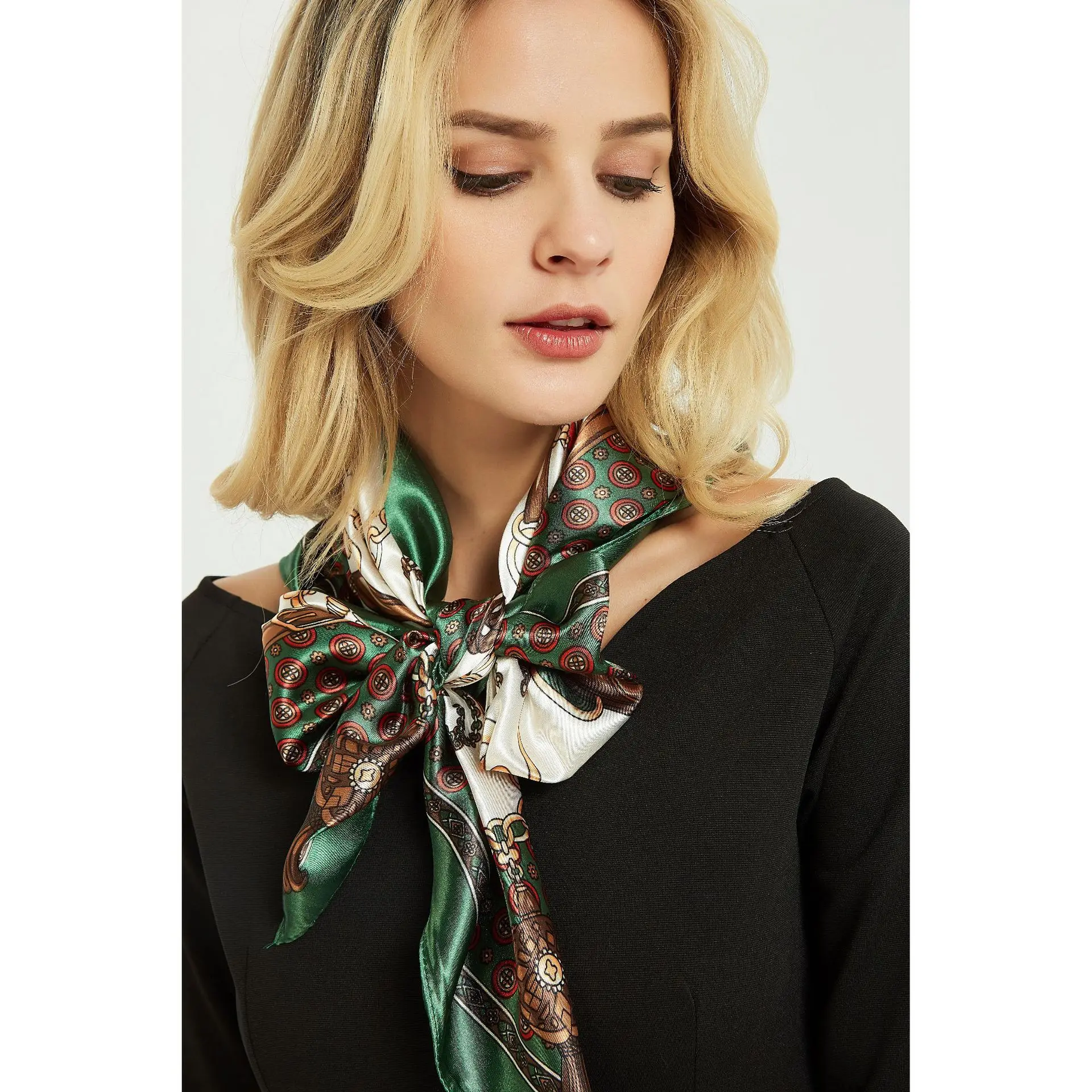 

Hijab Scarf New Geen Women Silk Square Scarf Shawl Luxury Brand Summer Scarves Kerchief Spring Female Fall Head Scarfs