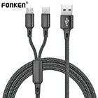 Кабель FONKEN usb-c, Micro USB, для Xiaomi, Samsung, Android, 2 в 1, разъем мобильный телефон, для быстрой зарядки