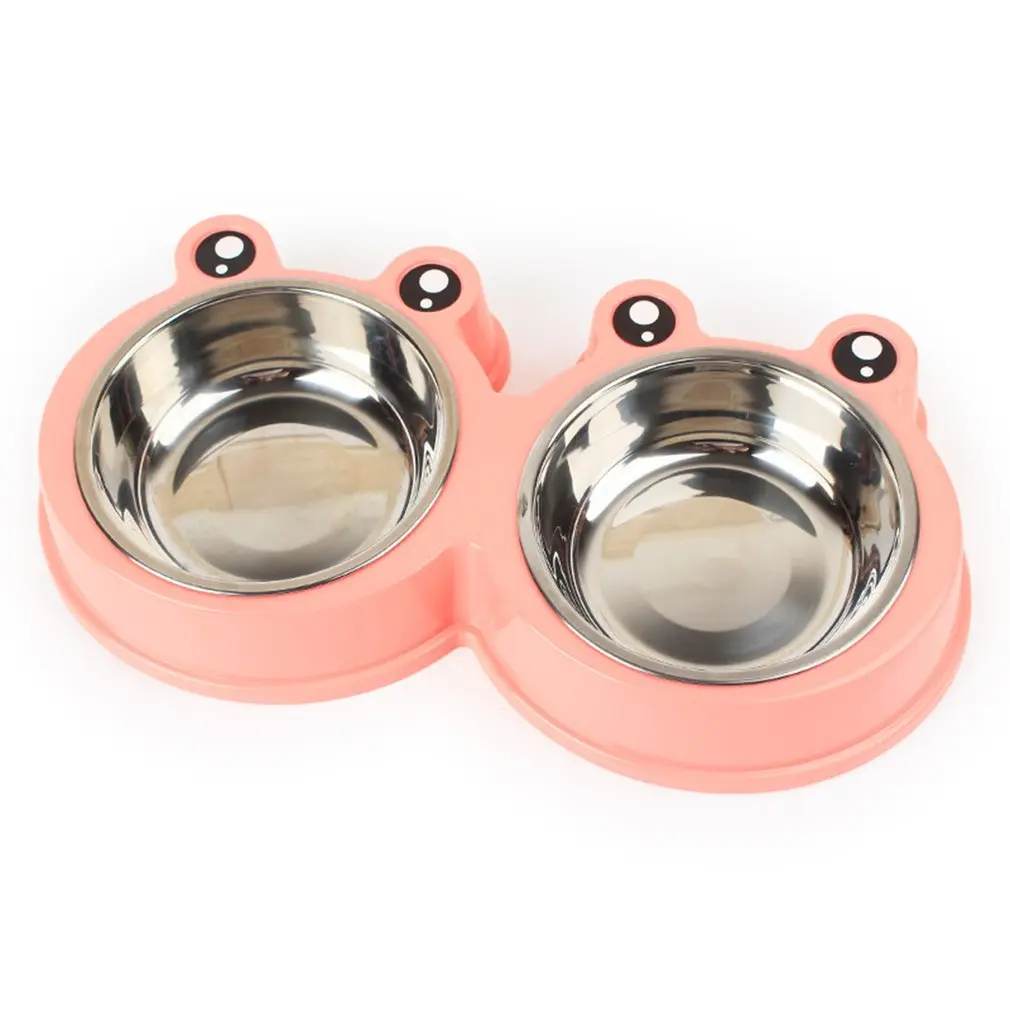 3 цвета двойные миски из нержавеющей стали для собак щенков кошек кормушка