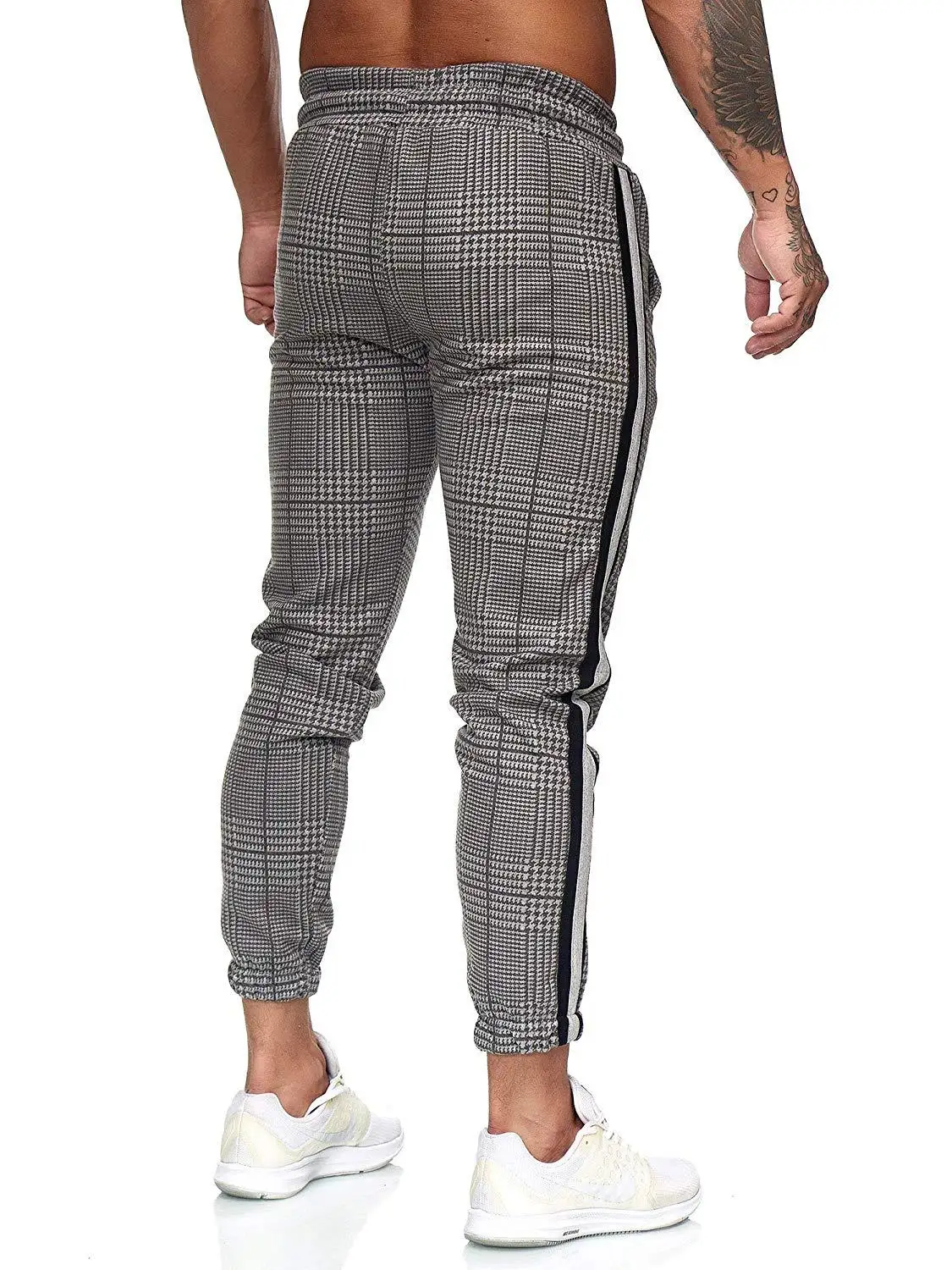 

Men Striped Joggers Pants 2020 Brand New Houndstooth Slim Fit Sweatpants Mens Casual Ankle-Length Trousers Male Fashion Pants