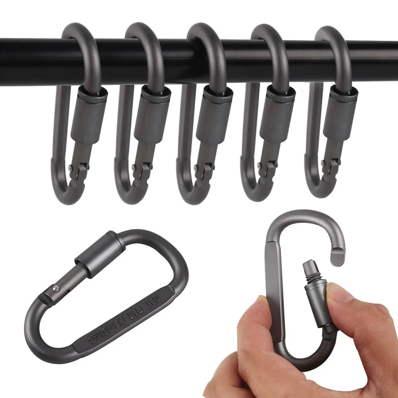 

5Pcs Backpack Carabiner Keychain hook Outdoor Camping Aluminum Alloy D-ring Snap Clip Lock Buckle Hook Mountain Climbing Tool