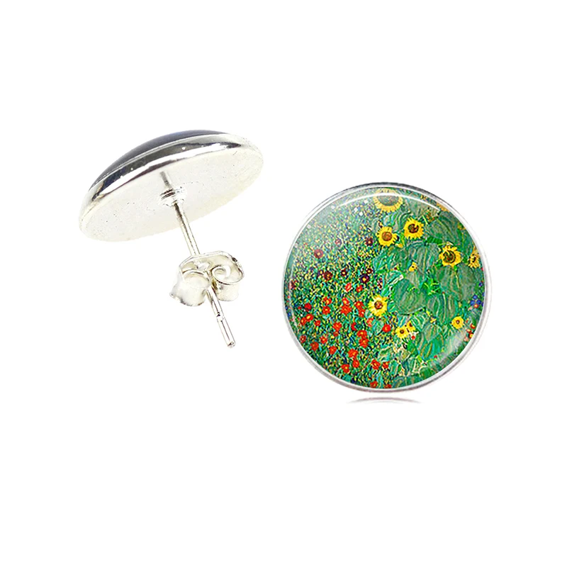 Серьги гвоздики Gustav Klimt украшения из нержавеющей стали для женщин|ear jewelry|circle stud