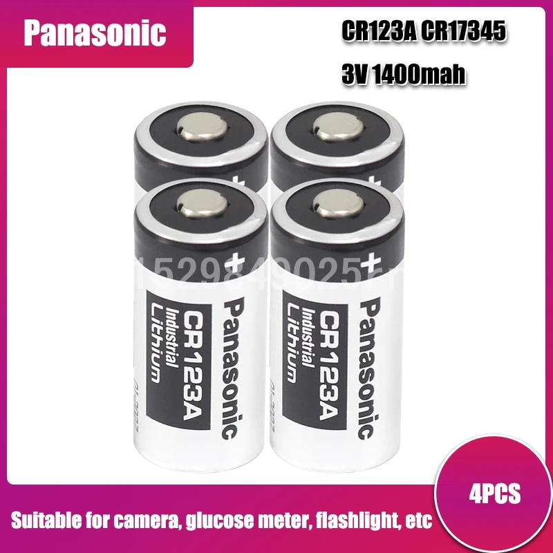 Литиевая батарея Panasonic CR123 CR123A CR17345, 4 шт., 3 в, неперезаряжаемые батареи для счетчика газа, первичная сухая батарея