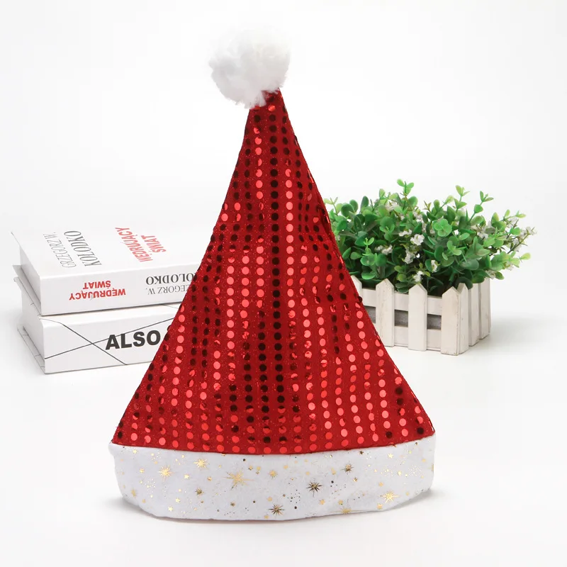 

30*40cm Christmas Dot Hats Santa Claus Xmas Accessories New Year Gift Decoration With Ball Soft Warm Cap