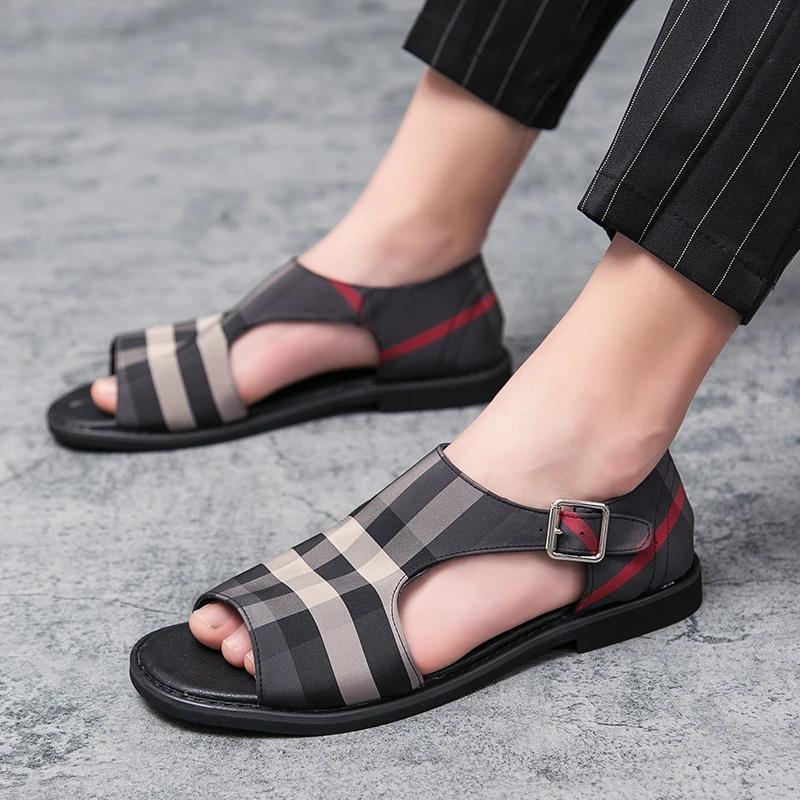 Бренд Для мужчин сандалии удобная обувь на плоской подошве Мужские туфли в