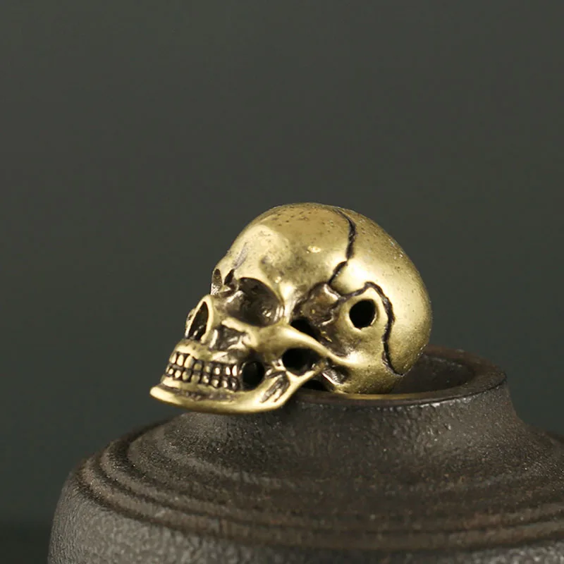 Мужские брелоки с черепом в стиле панк из белой латуни и меди металлическая