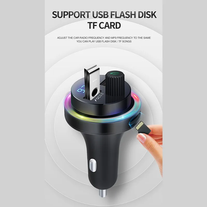 Автомобильное зарядное устройство с 2 USB-портами и светодиодный-трансмиттером 12-24