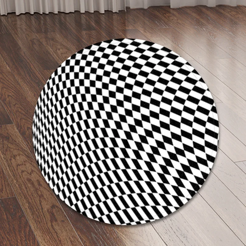 3D белый черный ковер коврик для стула фланелевый нескользящий декоративный