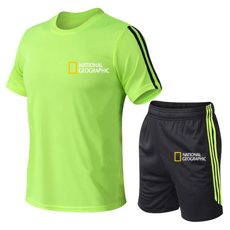 

Mens Summer Sport Suit Casual Sportswear T-Shirt Shorts Two Piece Set Quick Dry Tracksuits Fitness Running Basketball Suit Men