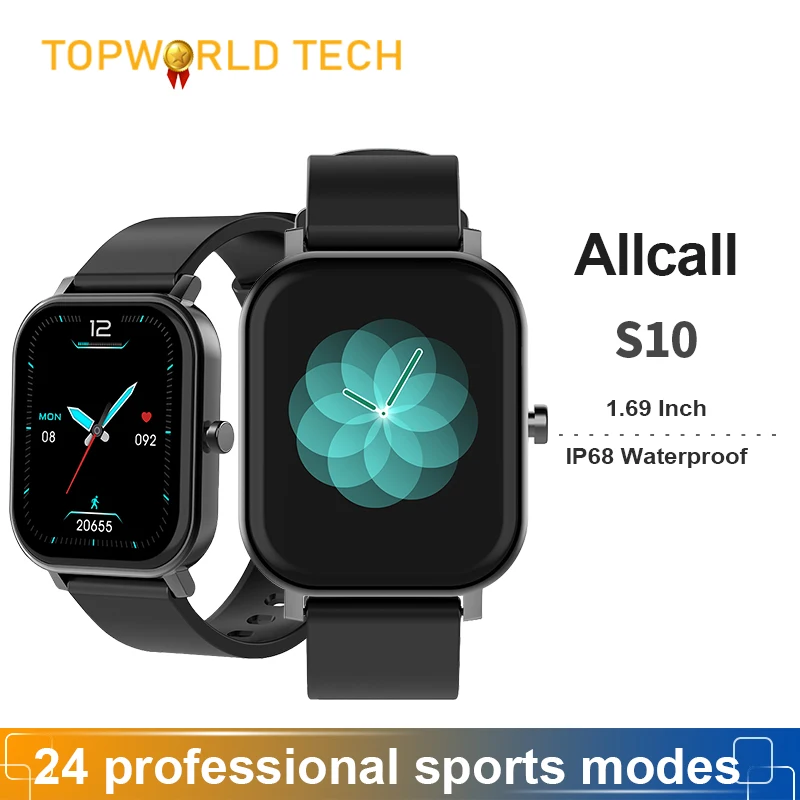 ALLCALL S10 Смарт Watch1.69 дюймов полный сенсорный экран фитнес трекер IP68