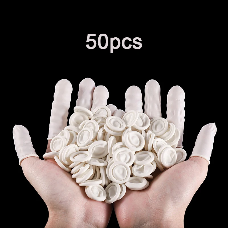 

50Pcs Reusable Fingertips Finger Cover Natural Rubber Gloves Non-slip Latex Finger Cots Protector Gloves Disposable Nail Tool