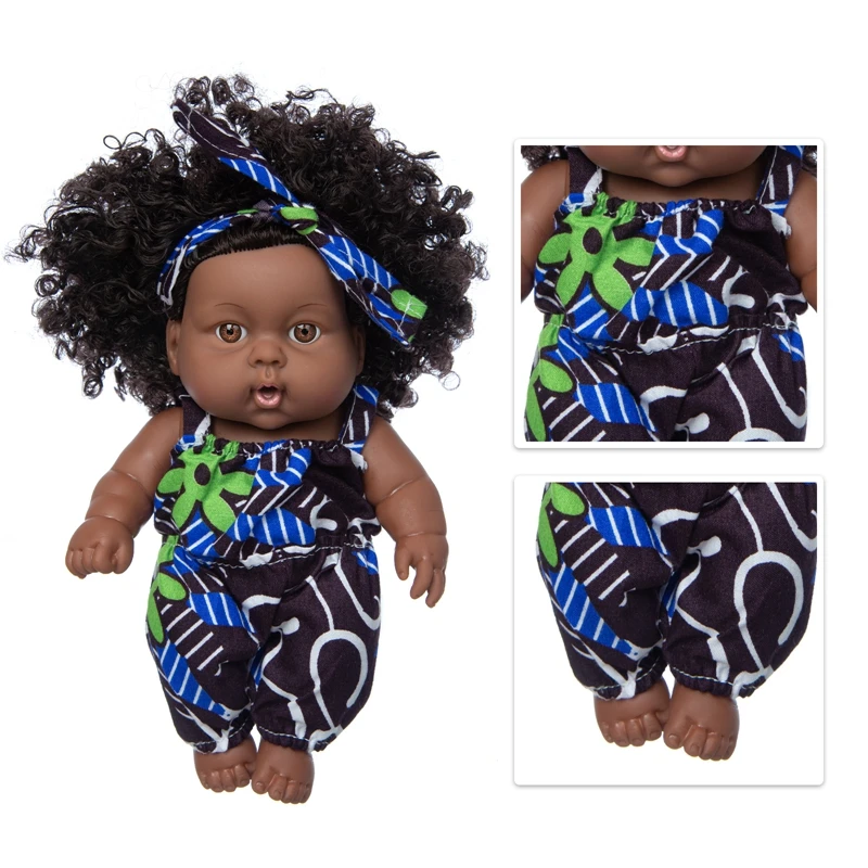

Милая Черная 35 см Виниловая детская игрушка, африканские черные куклы для малышей, кукла для маленьких девочек, кукла, рождественский подар...