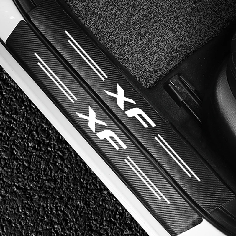 4PCS For Jaguar XF X250 X260 2018 2019 2020 2021 2008 2009 2010 2011 2012 Car Door Sill Scuff Plate Decor Carbon Fiber Stickers - купить по