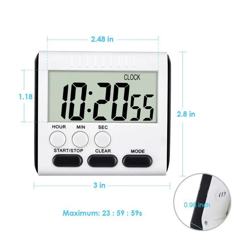 Большой цифровой Экран Кухня таймер Дисплей квадратный секундомер сна часы