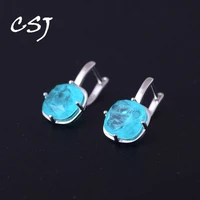 csj elegant paraiba tourmaline earrings solid 925 sterling silver gemstone for women fine jewelry party wedding gift free ship