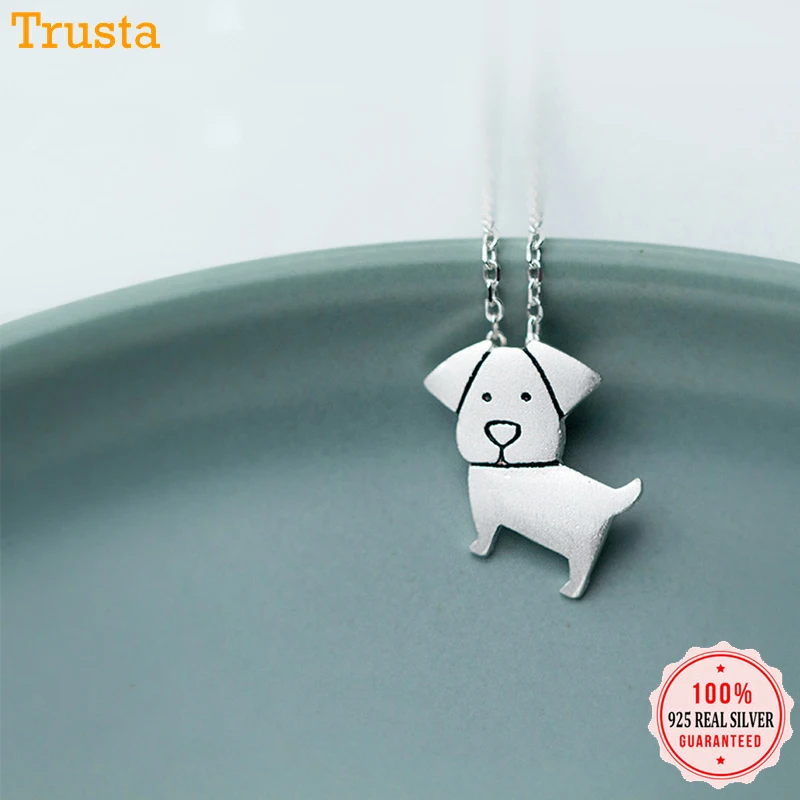 Trustdavis 100% Серебро 925 пробы милый кулон с животным-собакой короткое ожерелье до