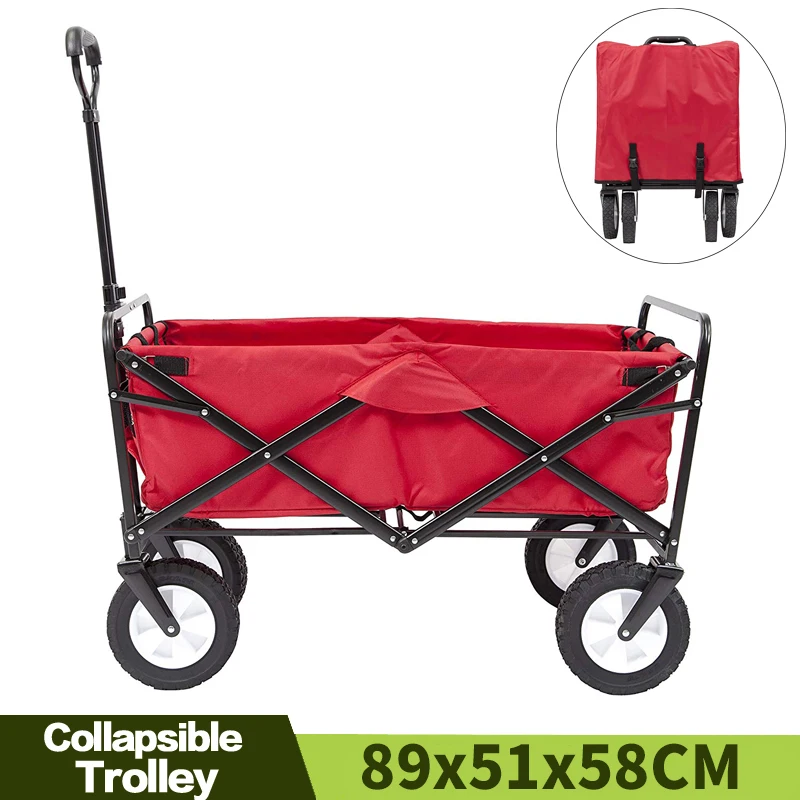

Collapsible Folding Garden Outdoor Park Utility Wagon Picnic Camping Cart With Replaceable Cover (Standard Size 8" Wheels)