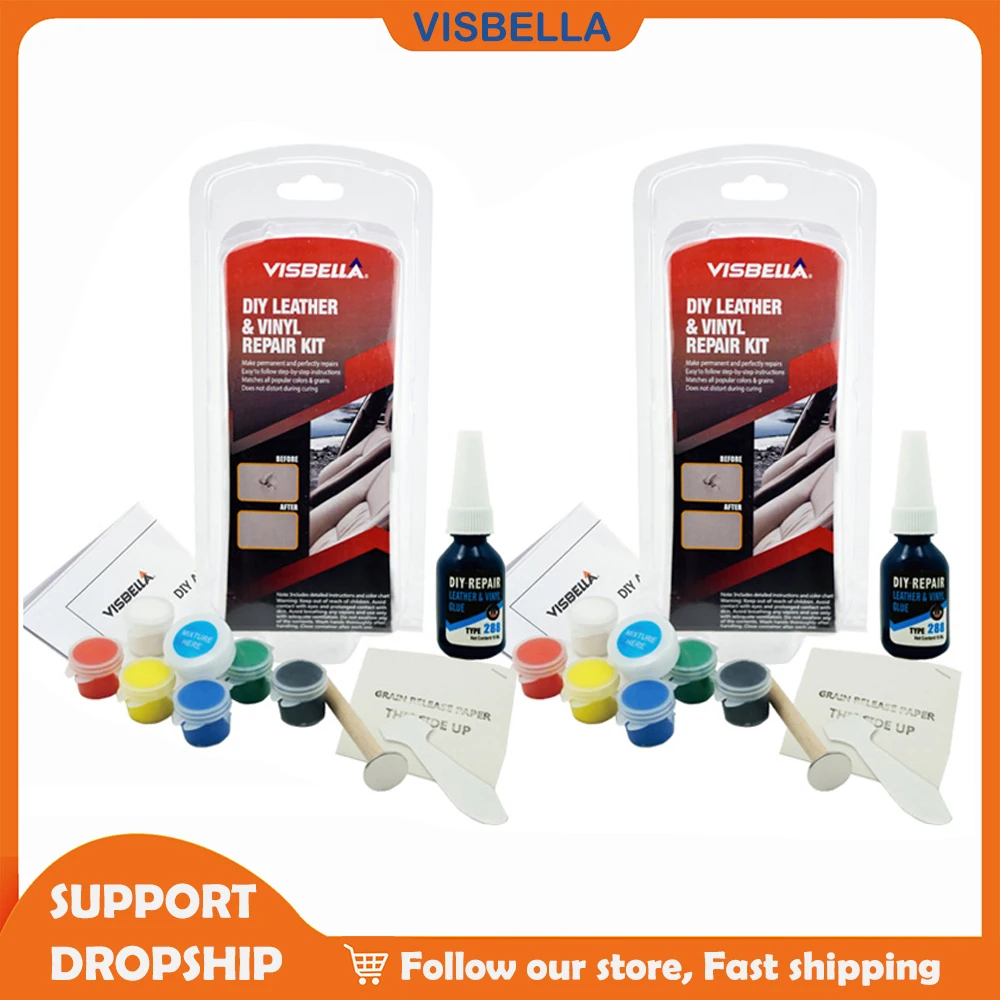 

Viseblla 2pcs Leather Repair Kit Seat Sofa Couch Leather Jackets Clothing Sheet Holes Heat Liquid Leather Vinyl Hand Tool Sets