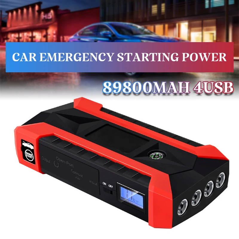 

12V 89800mAh 4USB Car Jump Starter Multifunction Emergency Charger Battery Power Bank Pack Booster Starting Device Waterproof