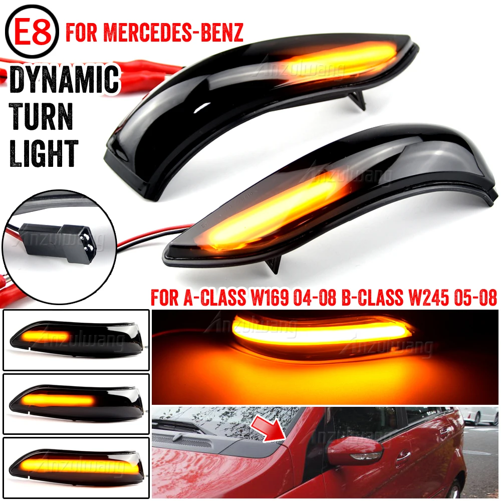 

W245 2x LED Dynamic Side Wing Rearview Mirror Light For Mercedes For Benz A B Class W169 W245 2004 2005-2008 Turn Siganl Lights