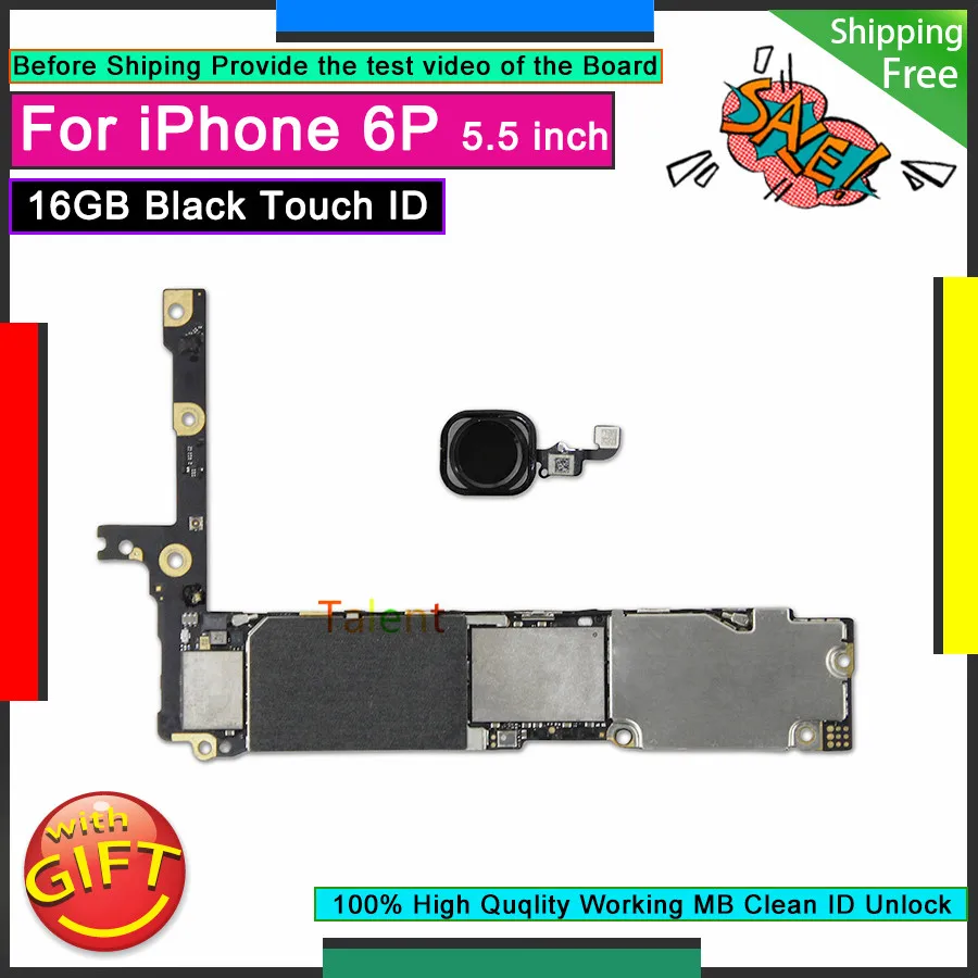 Для IPhone 6 P Plus материнская плата 16 Гб черная кнопка Touch ID Home разблокированная