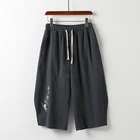 Сезон весна-лето; Мужские Винтажные штаны из льна в китайском стиле для девочек штаны размера плюс 13XL 7XL 8XL 9XL 10XL серые прямые брюки стрейч 54