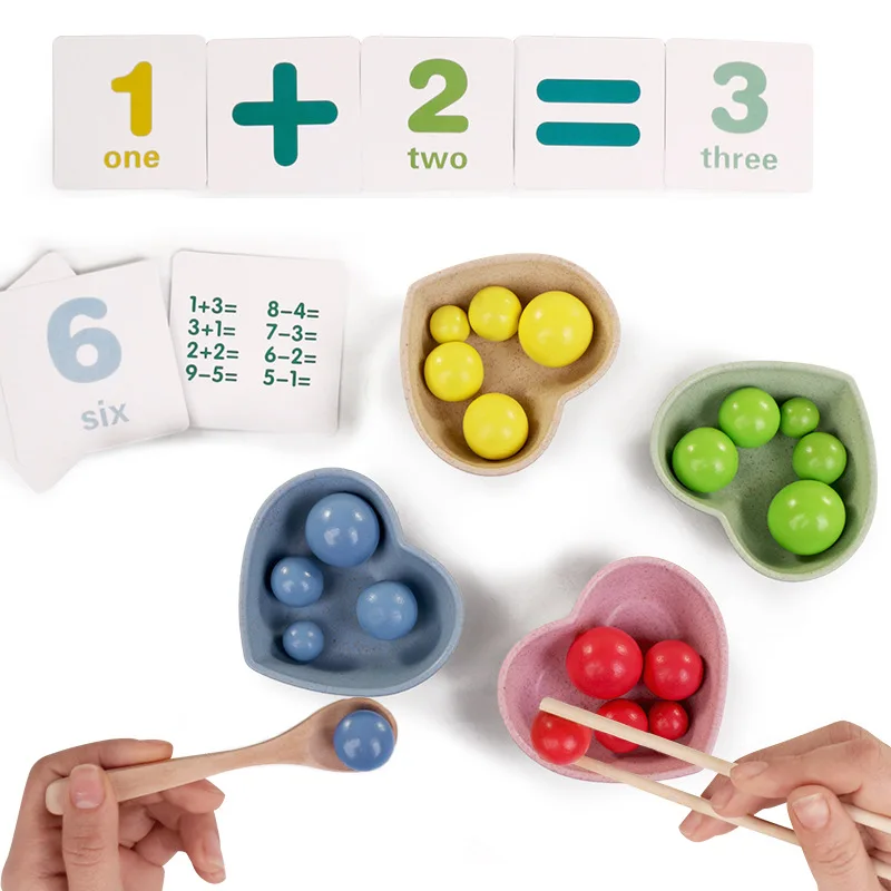 

Wooden Children Math Toys Kids Early Educational Toys Clip Beads Multi-functional learning Toy For Children Montessori