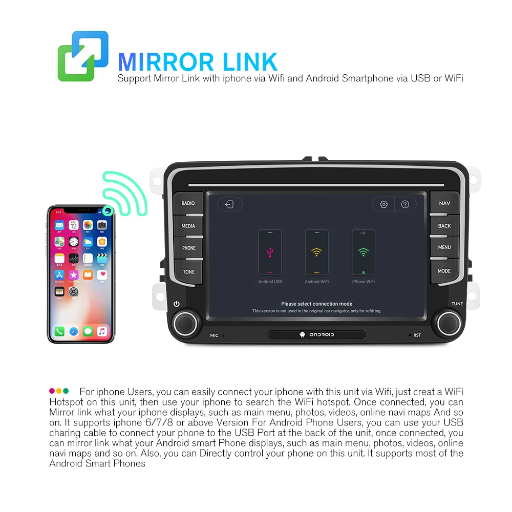 Автомагнитола AMPrime Android 9 0 7 дюймовый сенсорный экран GPS Bluetooth USB плеер для VW Passat Golf