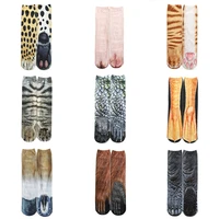2021 3d printed cat animals long socks men women kawaii cotton socks high quality crew casual chaussette femme