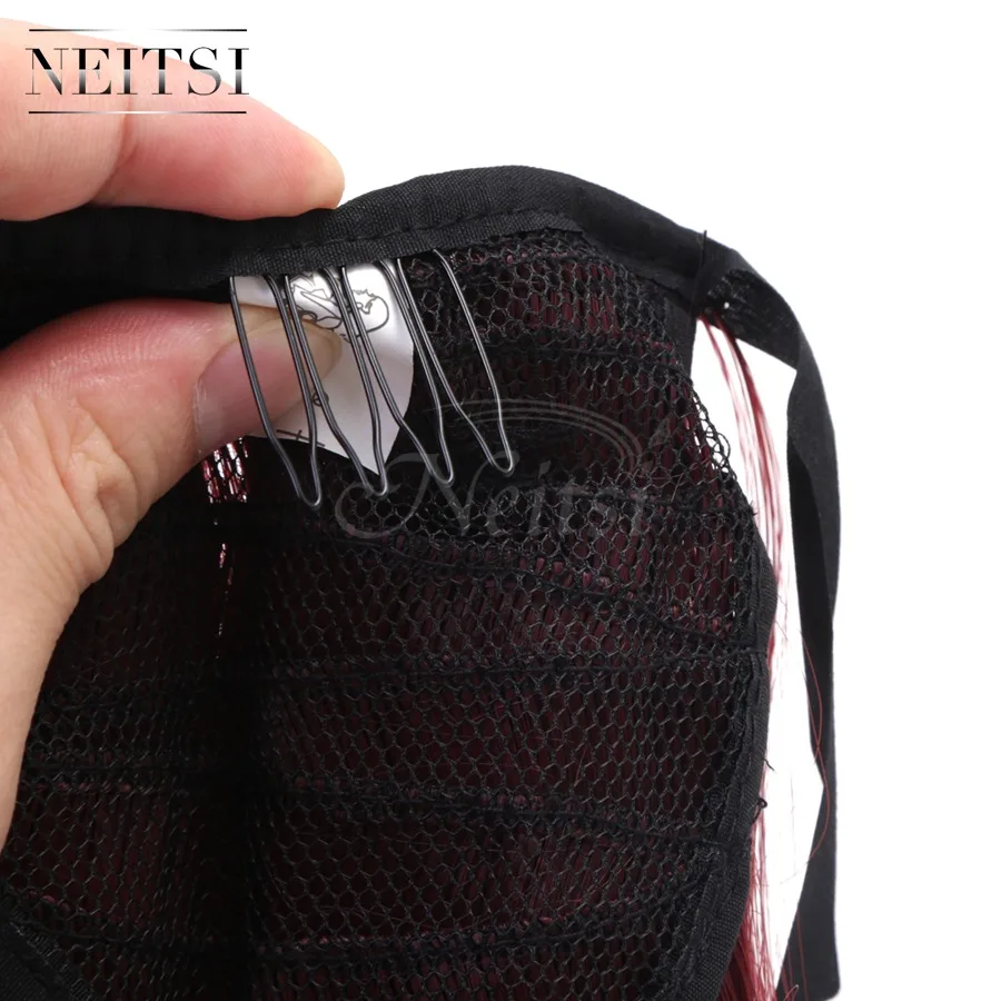 Neitsi 22 ''1 зажим для ПК в шиньке прямой конский хвост кабелос Жук Пинсе шевроэ термостойкие волосы для наращивания для женщин