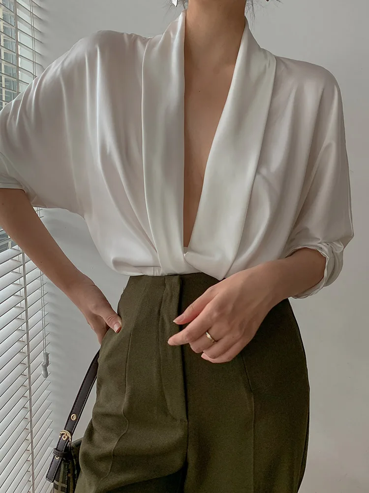 Новинка осени 2019 женская блуза во французском стиле винтажная шелковая рубашки