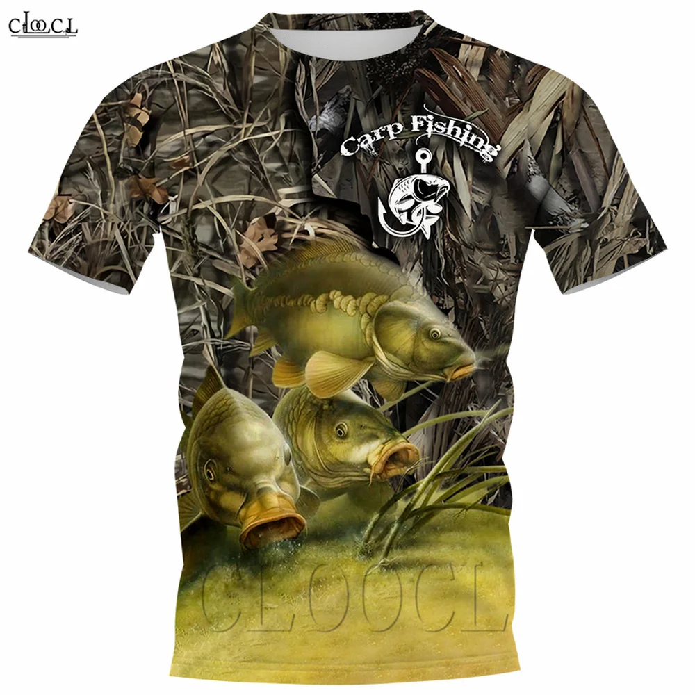 

CLOOCL Love Carp Fishing T-shirt 3D Print Animal Fashion Harajuku Tshirt Short Sleeve Round Neck Pullover Men Tops Drop Shipping