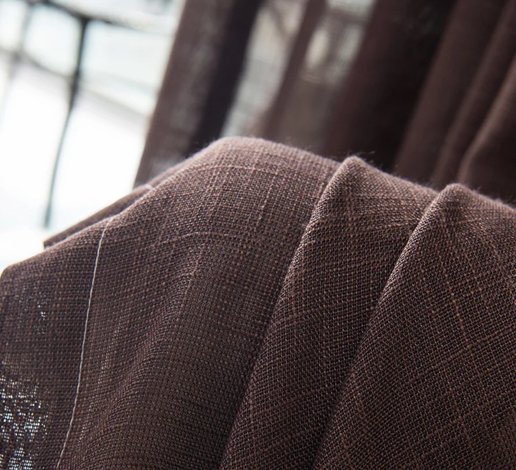 Простая Современная хлопковая пряжа для занавесок однотонная льняная занавеска