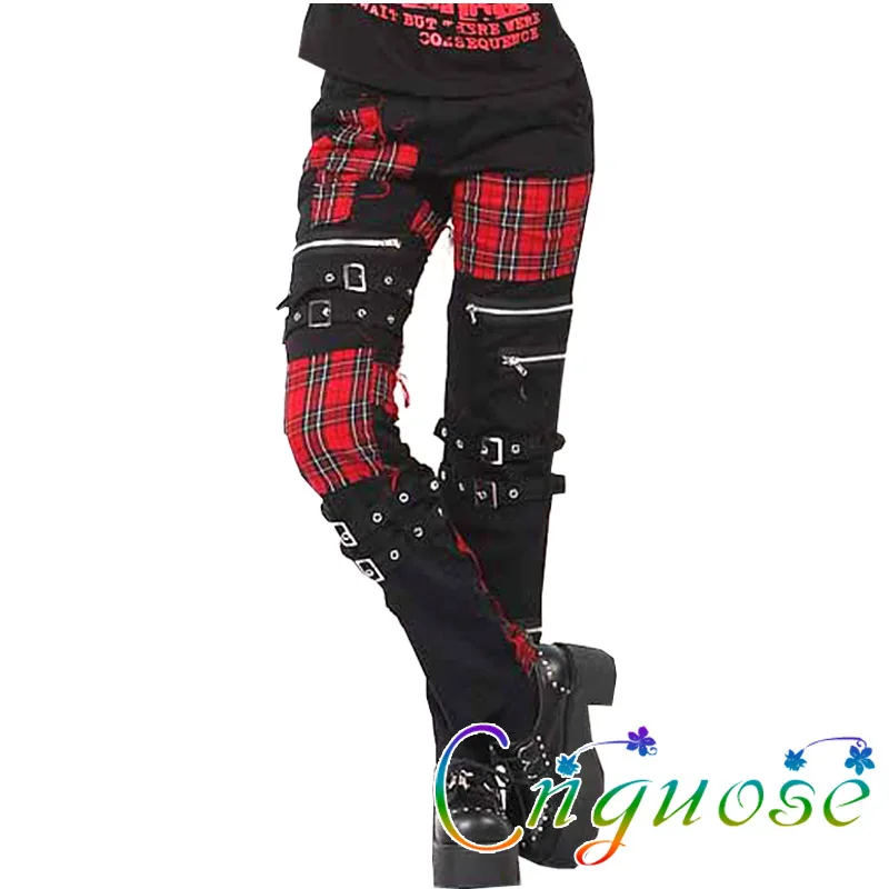 2021 Kill Matt Punk Rock style Clothing Gothic Casual Fashion Plaid Stitching Non-mainstream Long Pants Streetwear