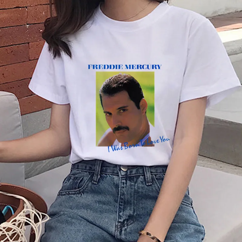 Футболка женская с круглым вырезом модная рубашка принтом Фредди Меркьюри и