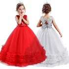 Новогодние красные платья для девочек-подростков, рождественское вечернее платье, свадебное платье принцессы для девочек с цветами, детское вечернее платье