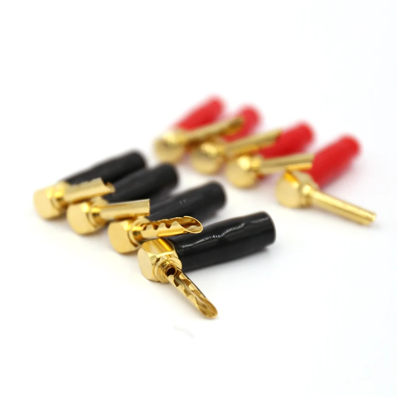 

4x BA1448 Gold Plated L-Type 90 Degree Screw Lock BFA Banana Connectors Adapter Plug