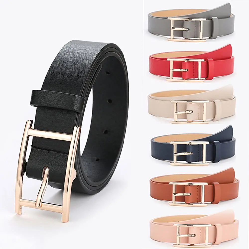 

Women Gold Square PU H Belt Fashion Metal Pin Buckle Rectangle Belts for Women Luxury Black Waistband Female Dress Jeans