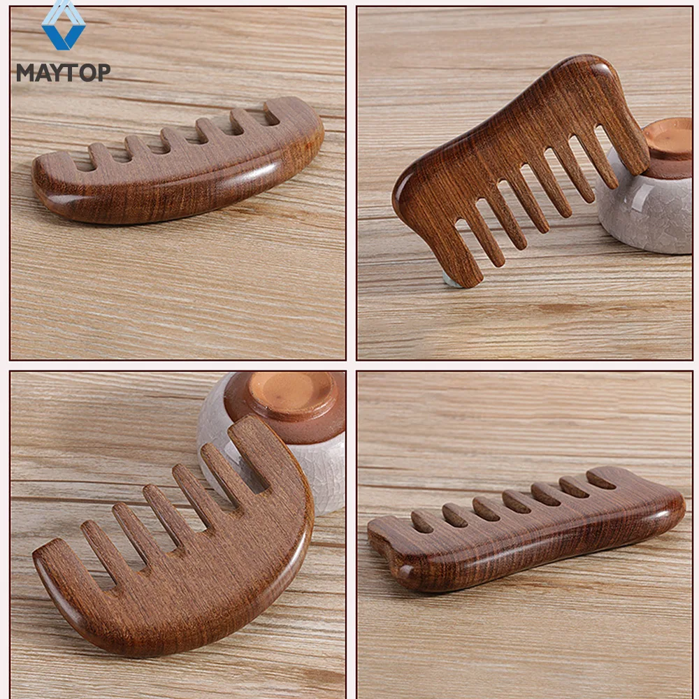 Natural Sandalwood Message Comb use for hair extensions High-End Wooden Wide-tooth Hair customizable comb | Дом и сад