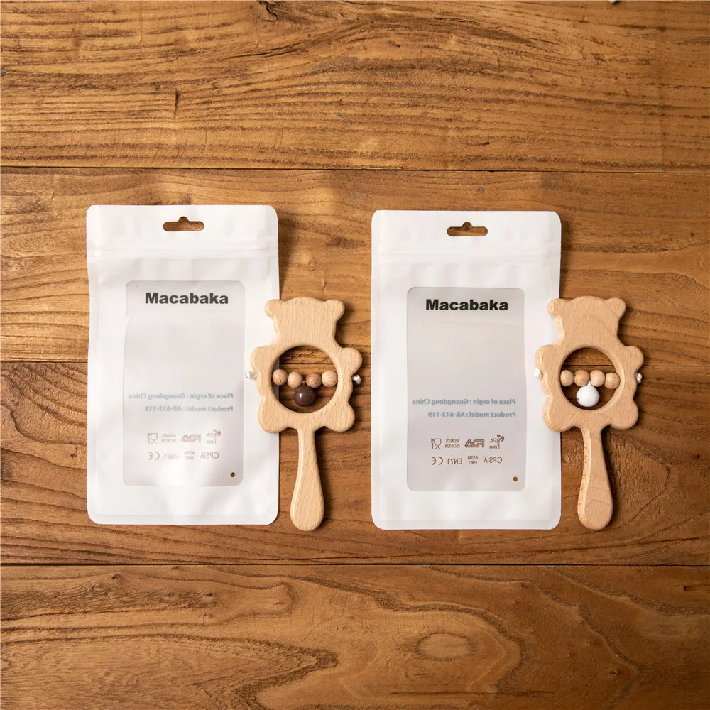 

Macabaka 2PCS/Set Bed Bell Baby Toys Wooden Teether Rattles Chain Rodent Beading Beech Bracelet Pacifier Musical Newborn Toys
