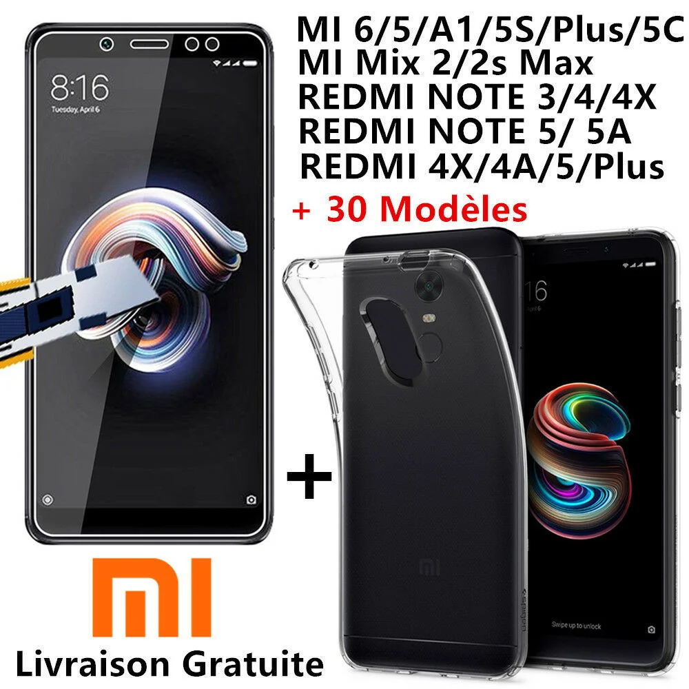 

REDMI NOTE 5A/8/9 PRO For XIAOMI Mi 11 10 9 8 SE A3 Mix 3 Vitre Verre tremp+ Coque