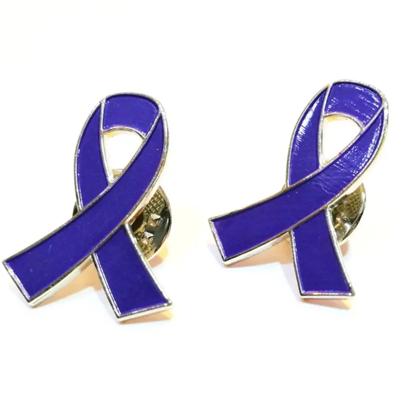 

10Pcs/Set Womens Jewelry Enamel purple Ribbon Brooch Pins Surviving Breast Cancer Awareness Hope Lapel Buttons Badges M2EA